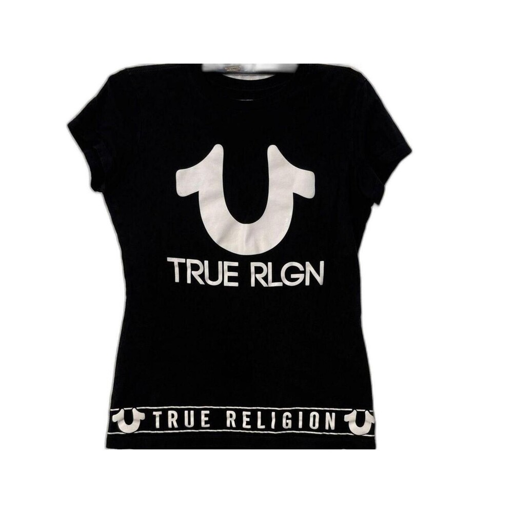 True Religion Women's Black and White Tshirt Size XS